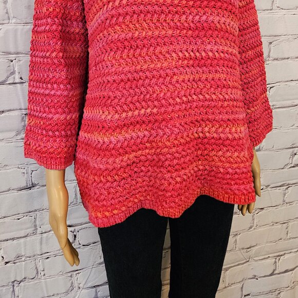 Designer - ST. JOHN Gorgeous 100% cotton pink/red/orange cable knit sweater - Picture 7 of 10